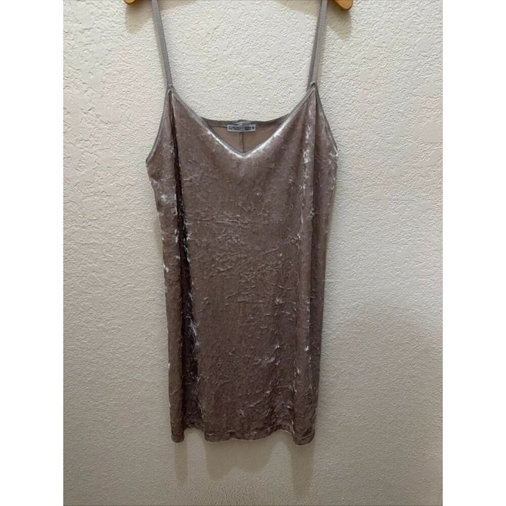 Zara Velvet Camisole Dress Beige Tan Shimmer Slip Dress 90s Minimalist